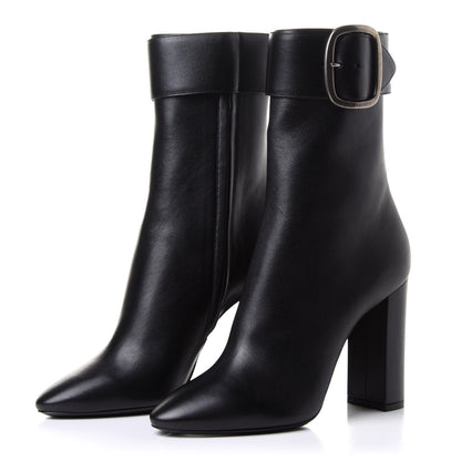 Saint Laurent Calfskin Joplin Buckle Booties 39.5 Black 3 of 9