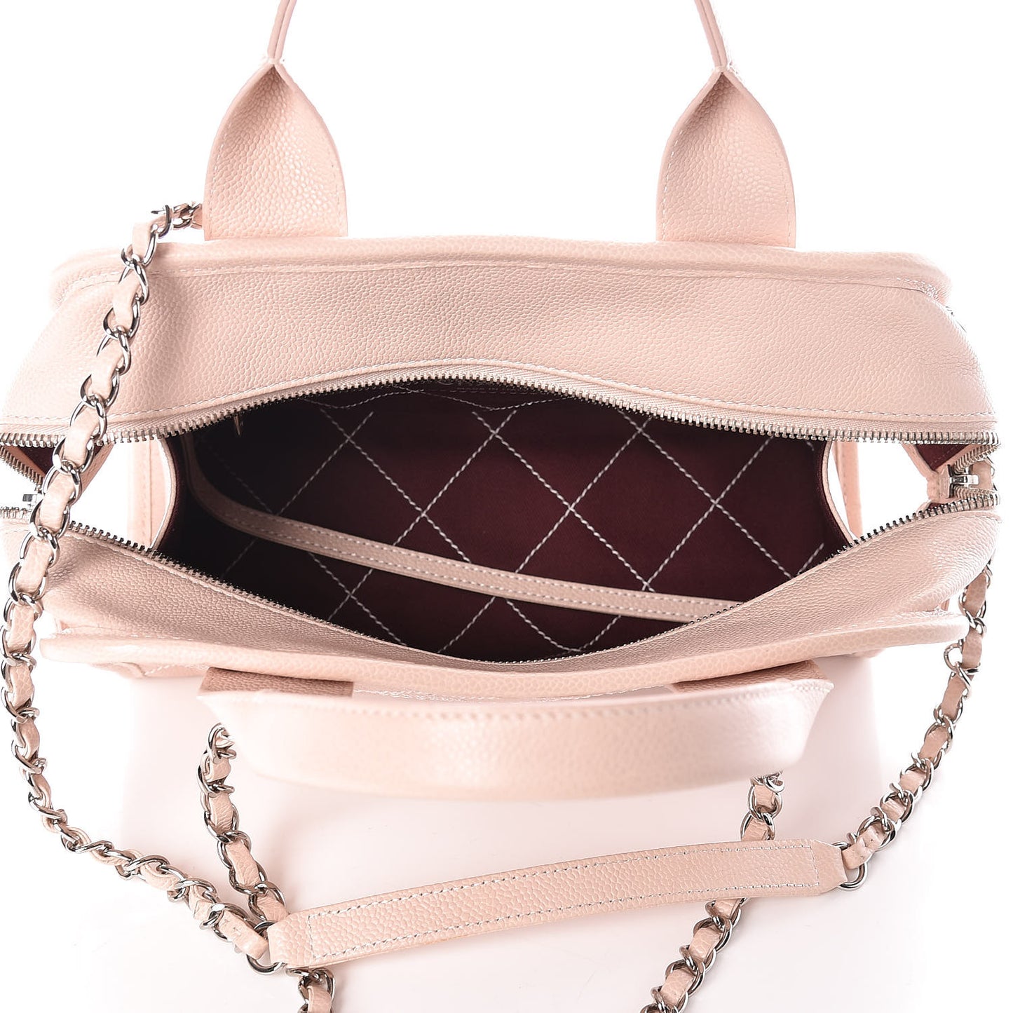 Caviar Quilted Small Deauville Bowling Bag Light Pink