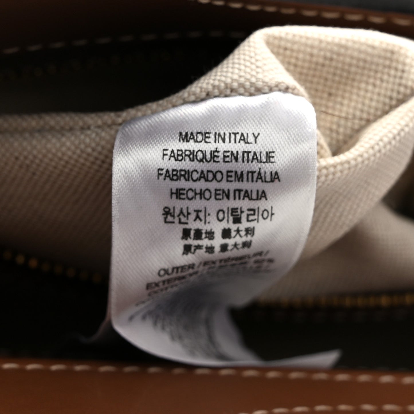 Canvas Smooth Calfskin Two Tone Mini Pocket Bag Natural Malt Brown