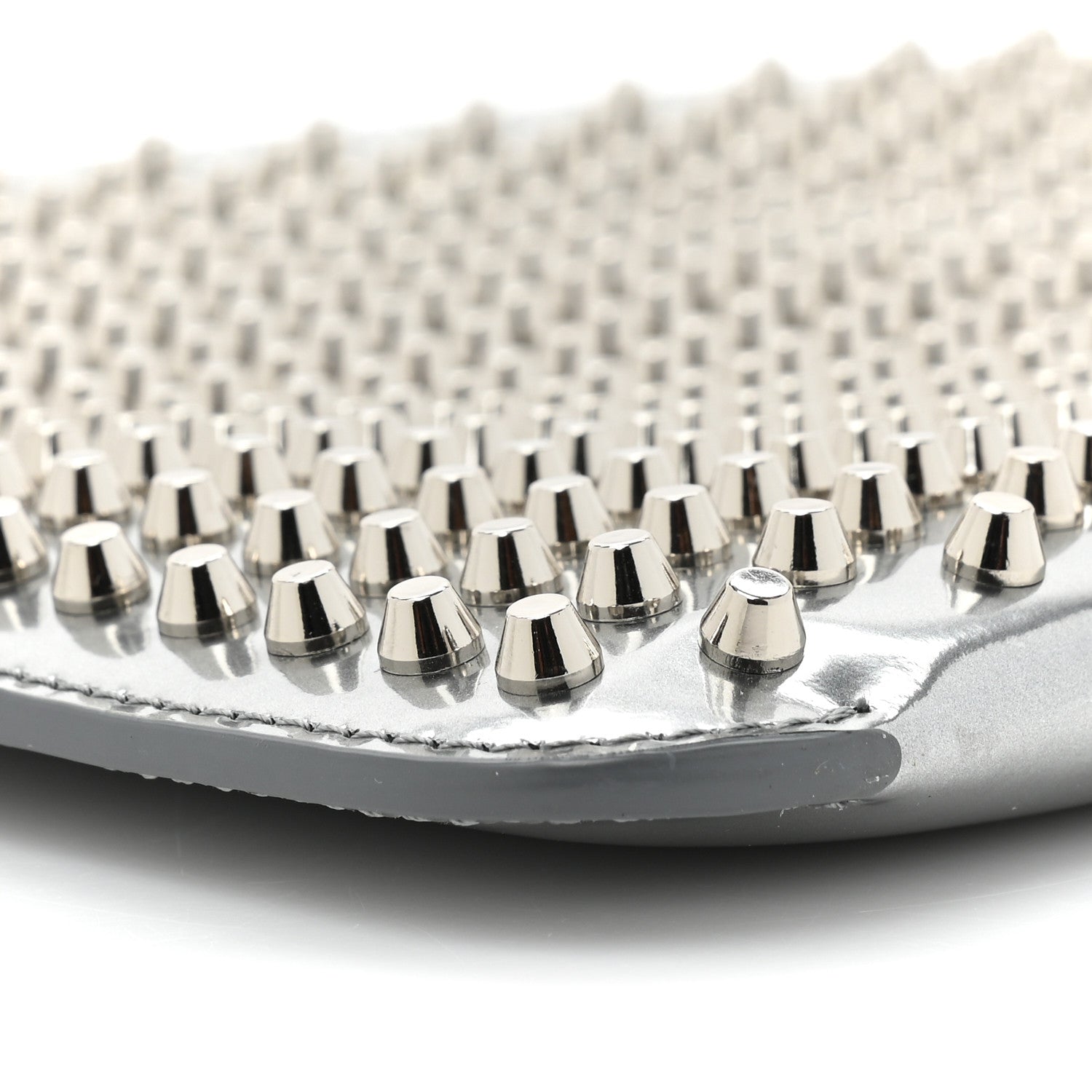 Christian Louboutin Metallic Calfskin Quadro Spikes Loubiclutch Silver 8 of 12