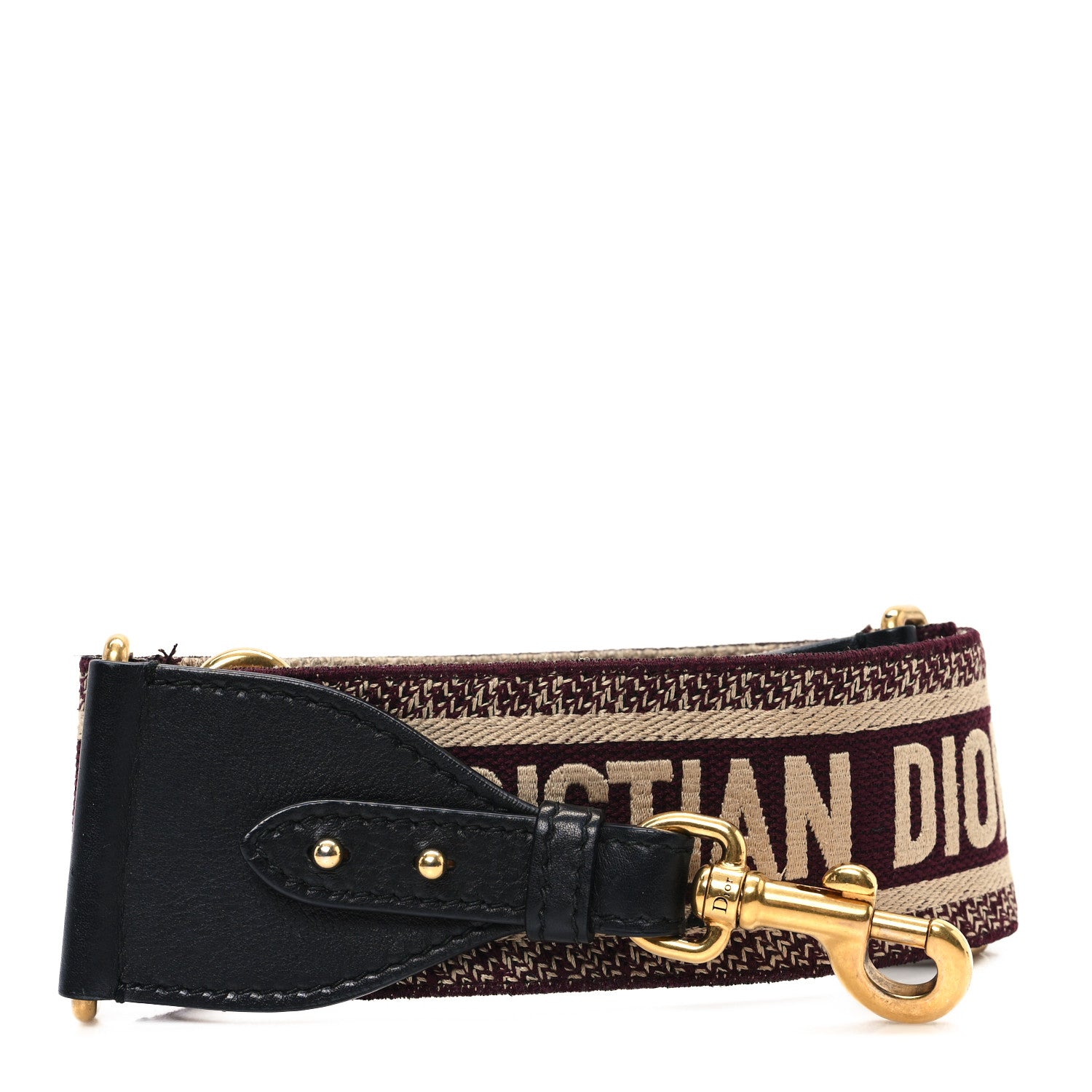 Christian Dior Canvas Embroidered Shoulder Strap Burgundy 1 of 4