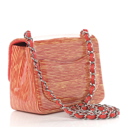 Chanel Patent Calfskin Striped Mini Square Flap Red 3 of 10
