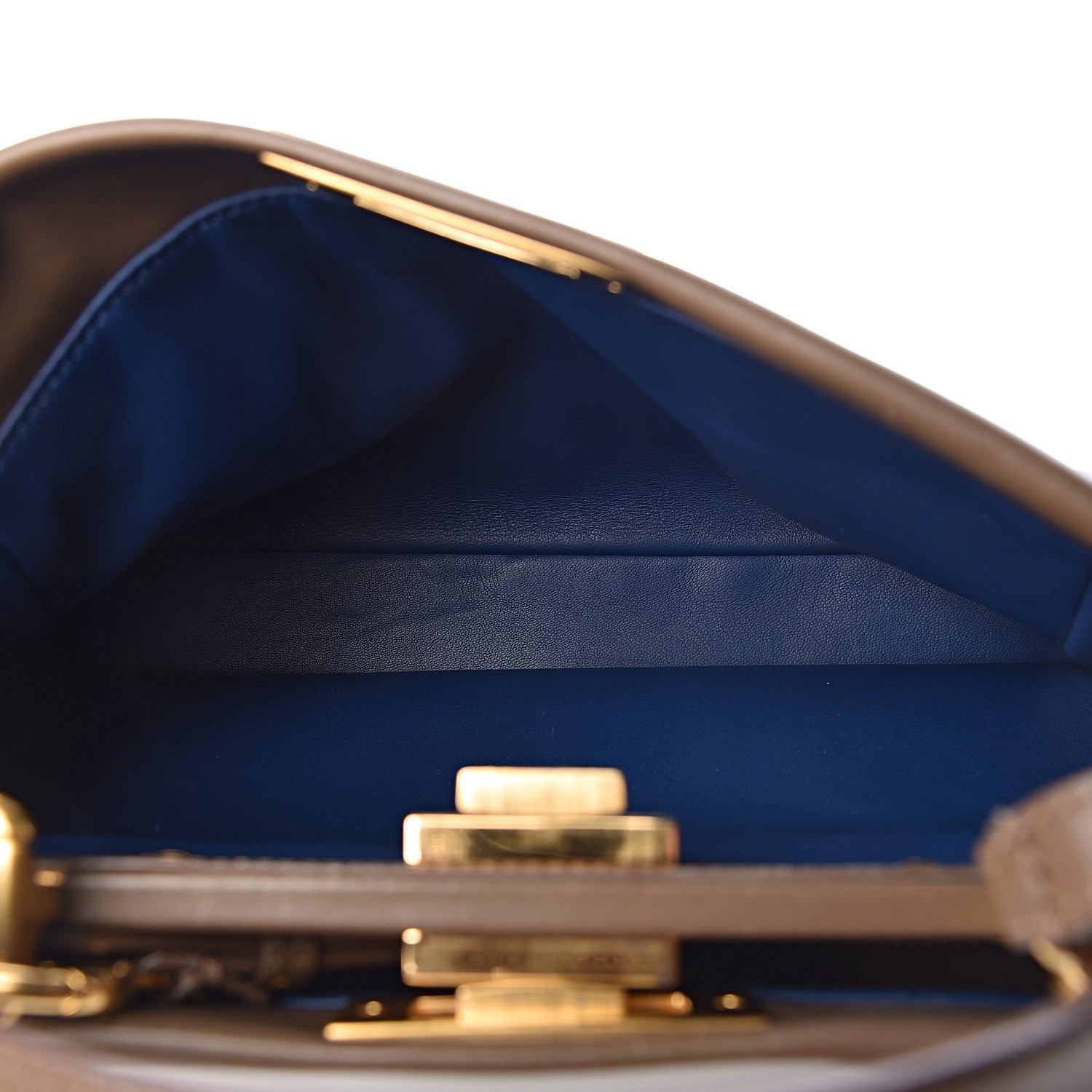 Fendi Vitello Morgan Shiny Nappa Medium Peekaboo Iconic Satchel Foresta Blue 5 of 21