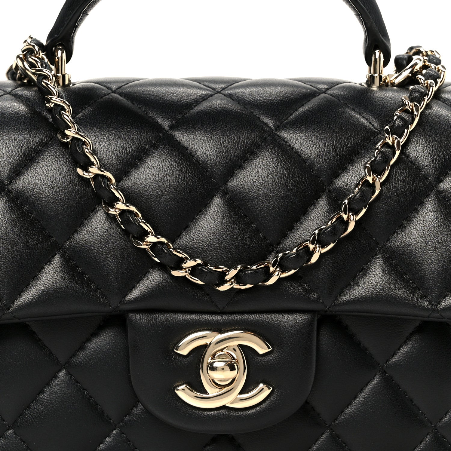 Chanel Lambskin Quilted Mini Top Handle Rectangular Flap Black 9 of 12