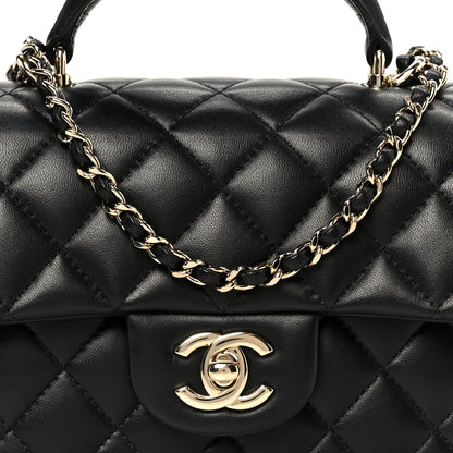 Chanel Lambskin Quilted Mini Top Handle Rectangular Flap Black 9 of 12