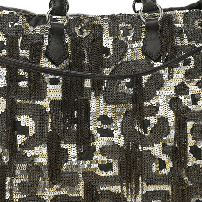 Valentino Garavani Nappa Sequin Chain Glam Tote Dark Grey 8 of 17