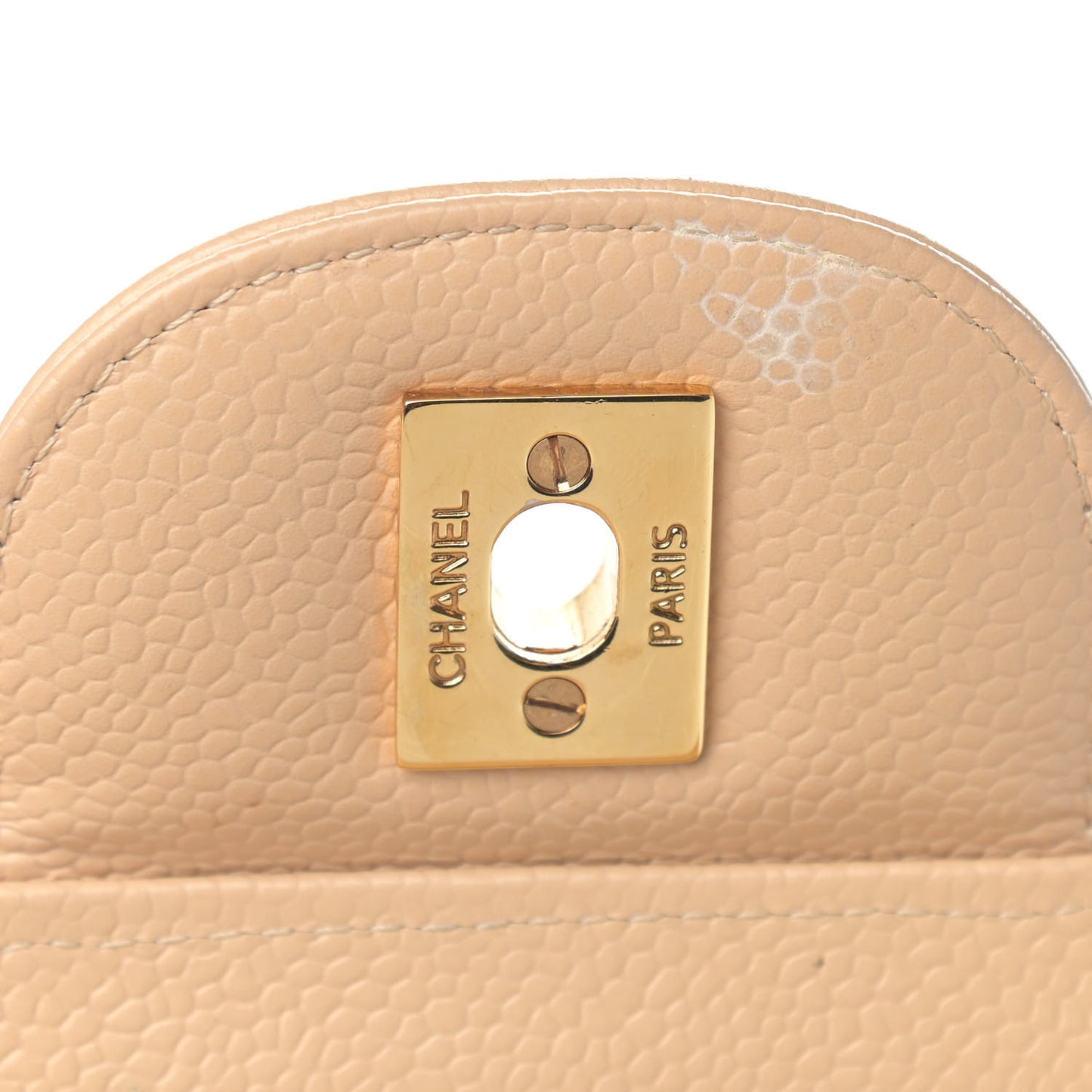 Caviar Quilted Jumbo Double Flap Beige Clair