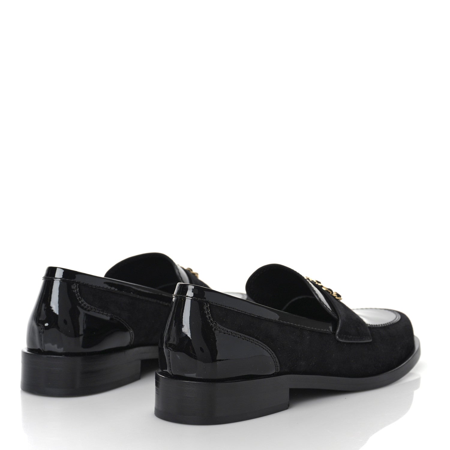 Chanel Patent Calfskin Suede Kidskin CC Loafers 40.5 Black 3 of 9