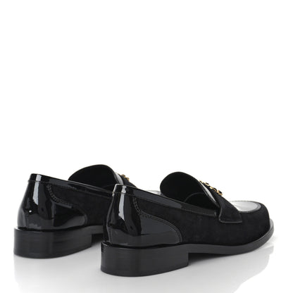Chanel Patent Calfskin Suede Kidskin CC Loafers 40.5 Black 3 of 9