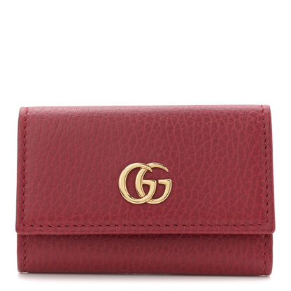 Gucci Pebbled Calfskin GG Marmont 6 Key Holder Hibiscus Red 1 of 8