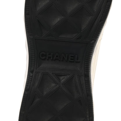 Chanel Velvet Calfskin Mixed Fibers CC Sneakers 36.5 Ivory Black 6 of 11