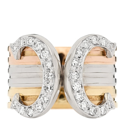 Cartier 18K Pink Yellow White Gold Diamond 13mm C De Cartier Ring 49 4.75 1 of 5