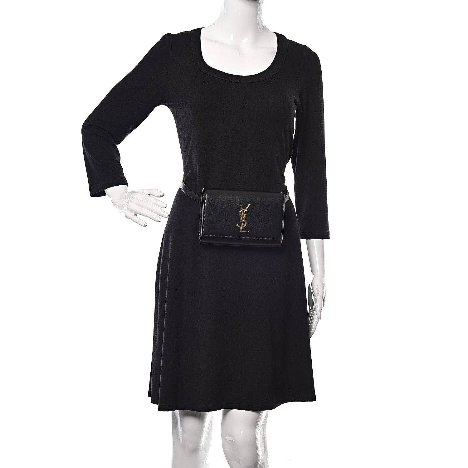 Saint Laurent Smooth Calfskin Monogram Kate Belt Bag Black 2 of 9