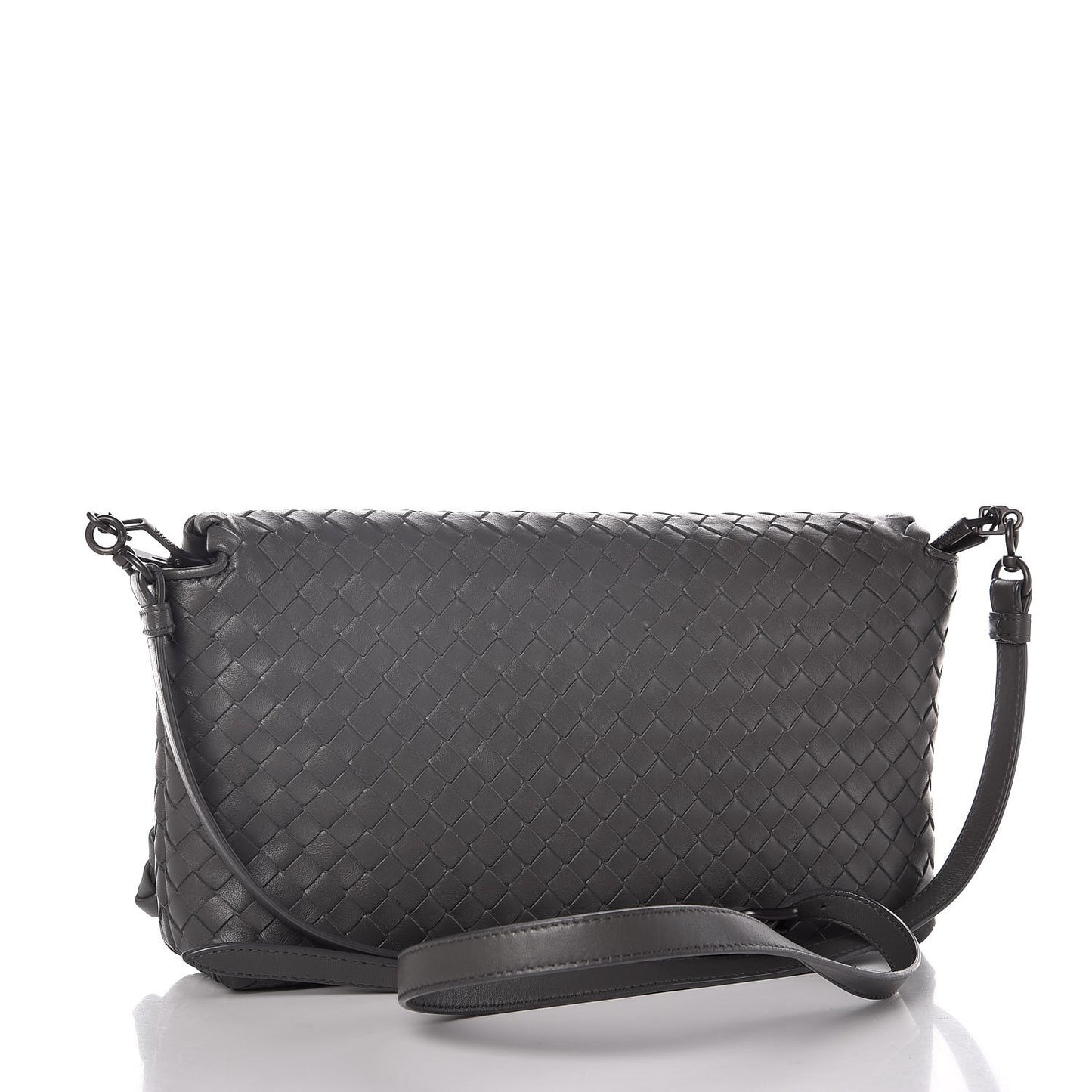Nappa Intrecciato Dahlia Clutch Crossbody Light Grey