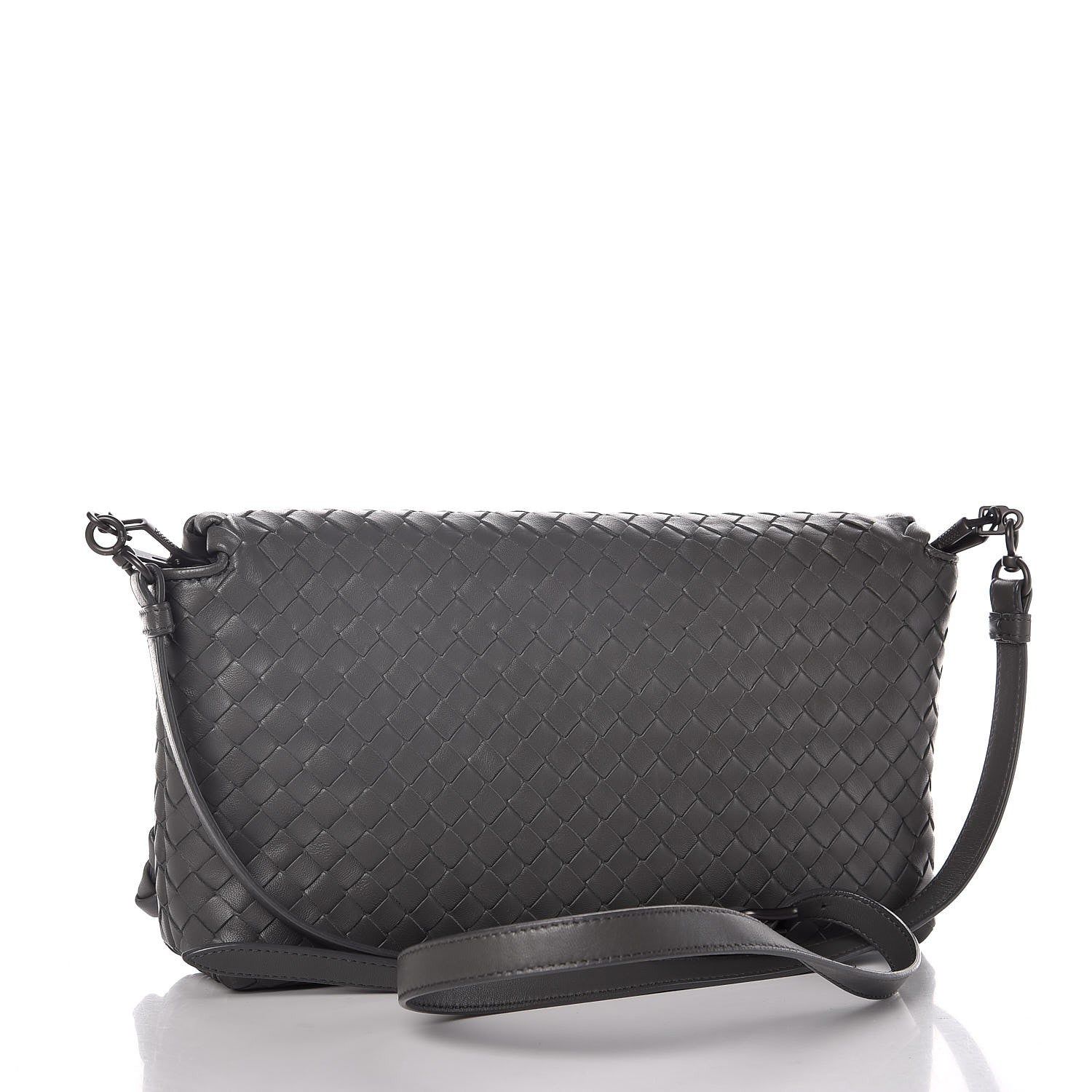Bottega Veneta Nappa Intrecciato Dahlia Clutch Crossbody Light Grey 3 of 13