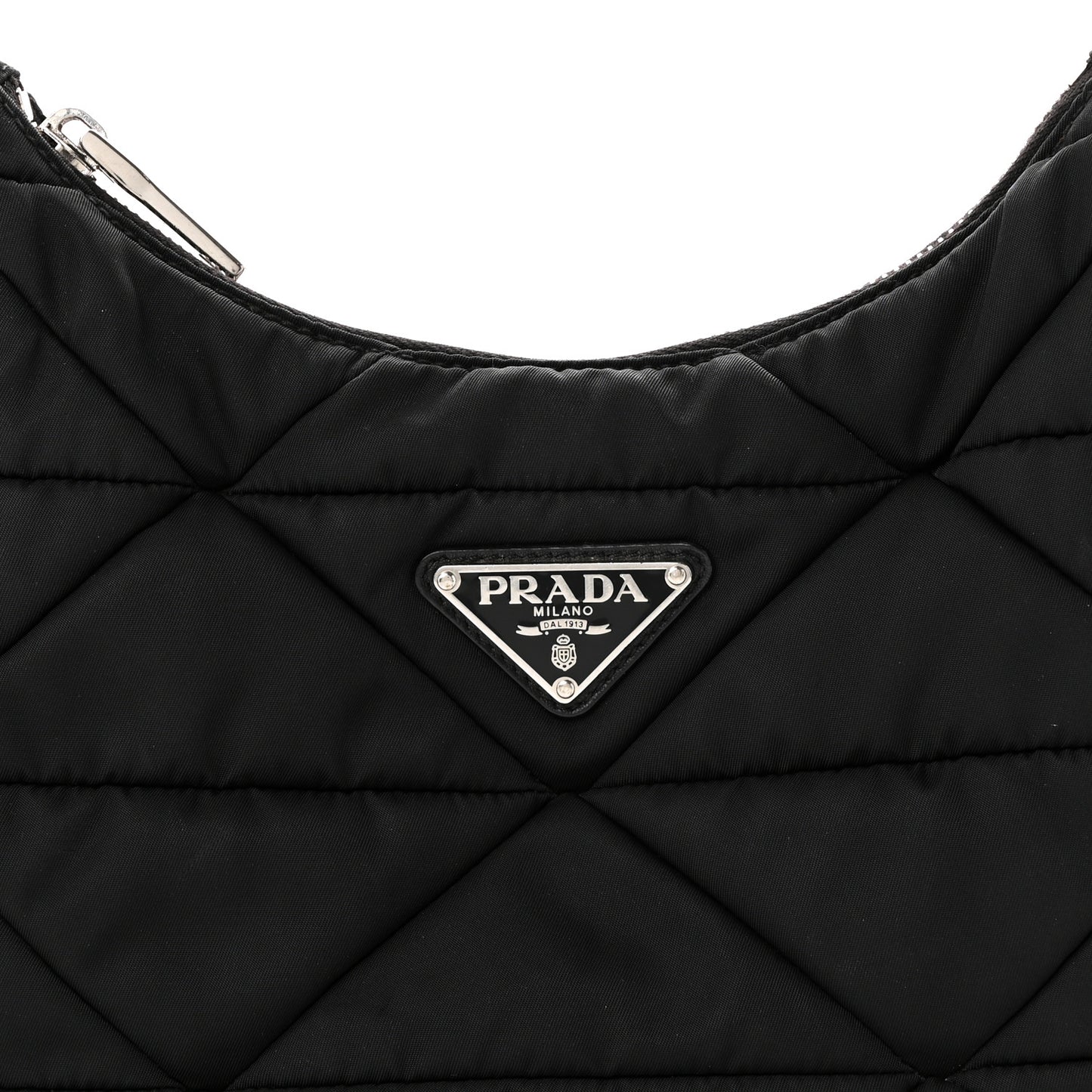 Re-Nylon Triangle Padded Patchwork Shoulder Bag Black