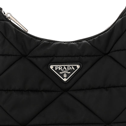 Prada Re-Nylon Triangle Padded Patchwork Shoulder Bag Black 8 of 10