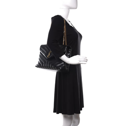 Saint Laurent Calfskin Y Quilted Monogram Medium Loulou Chain Satchel Black 2 of 9