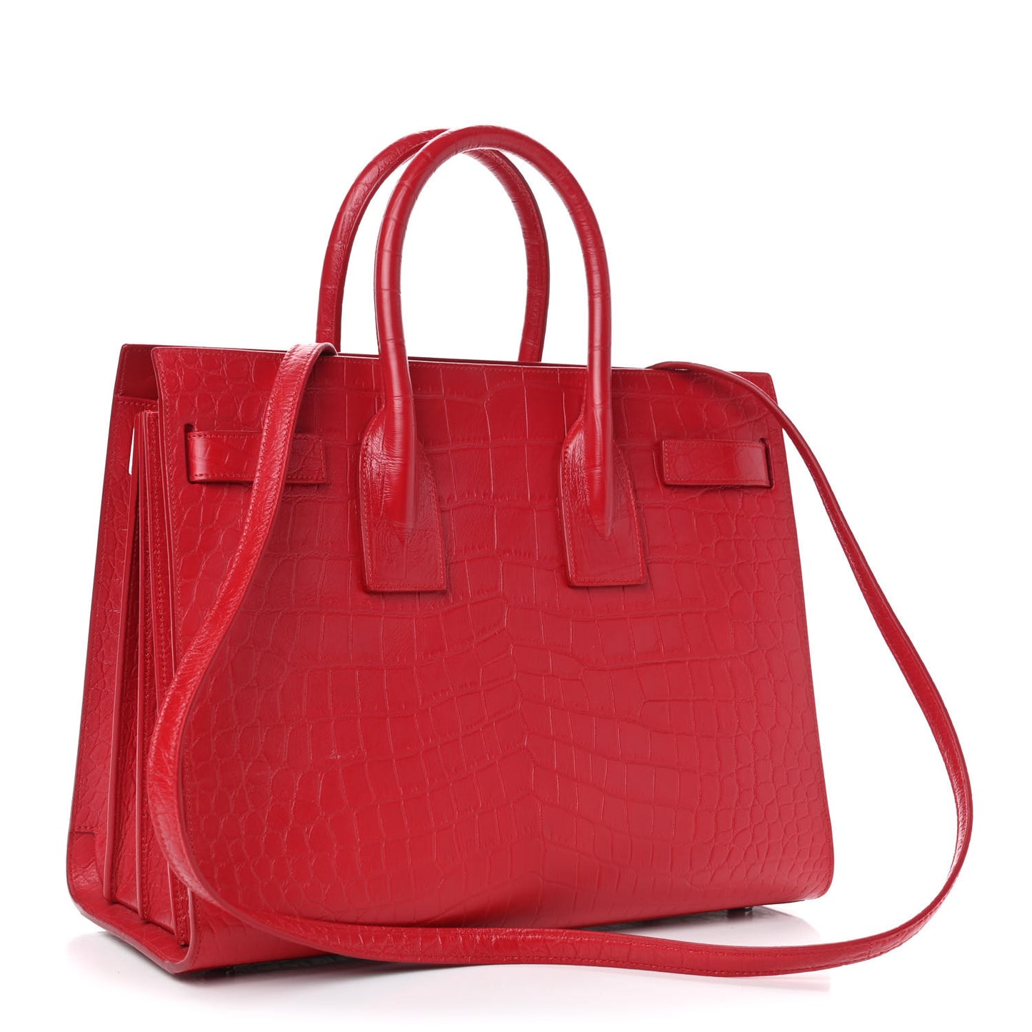 Calfskin Crocodile Embossed Small Sac De Jour Eros Red