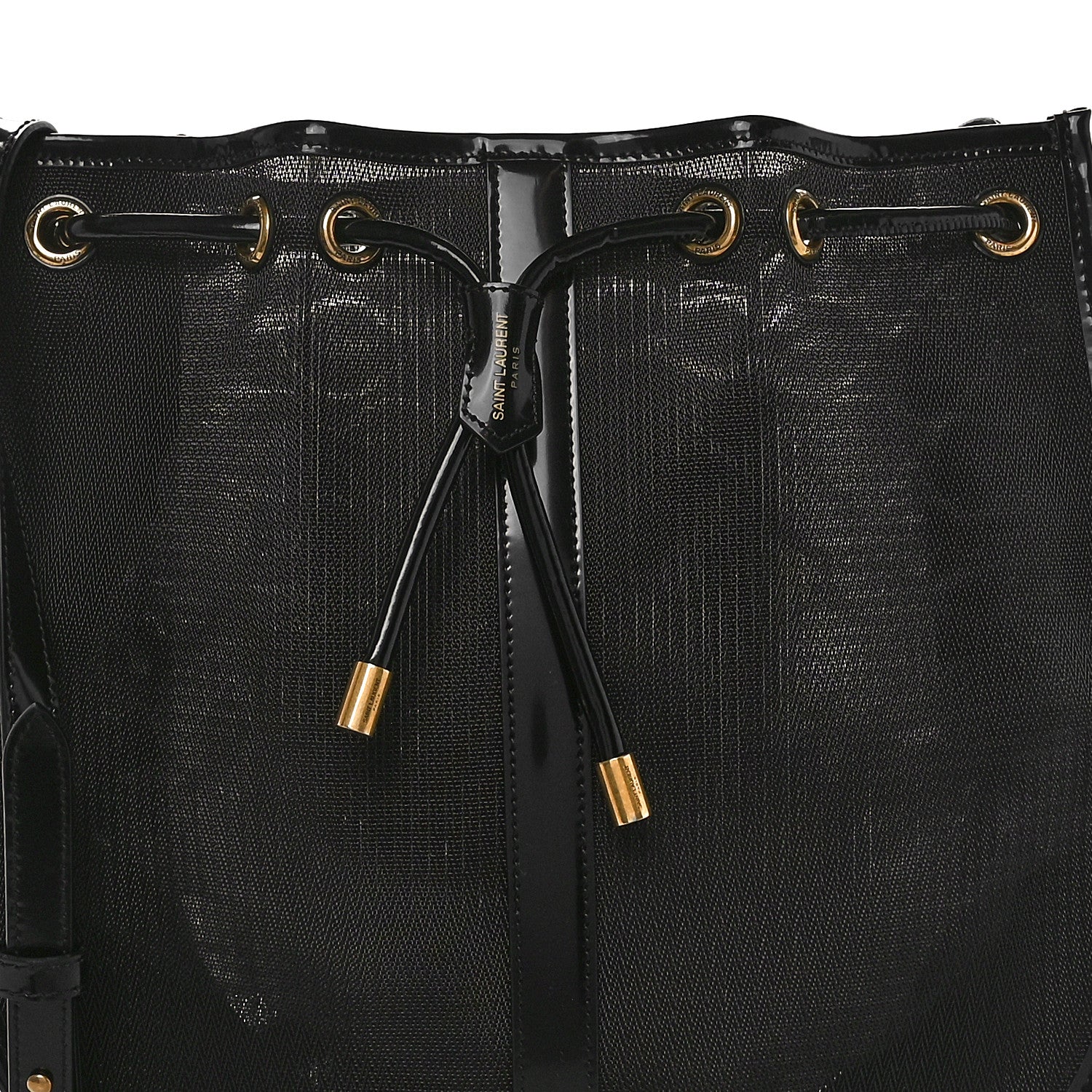 Saint Laurent Mesh Patent Calfskin Daryl Shoulder Bag Black 8 of 10