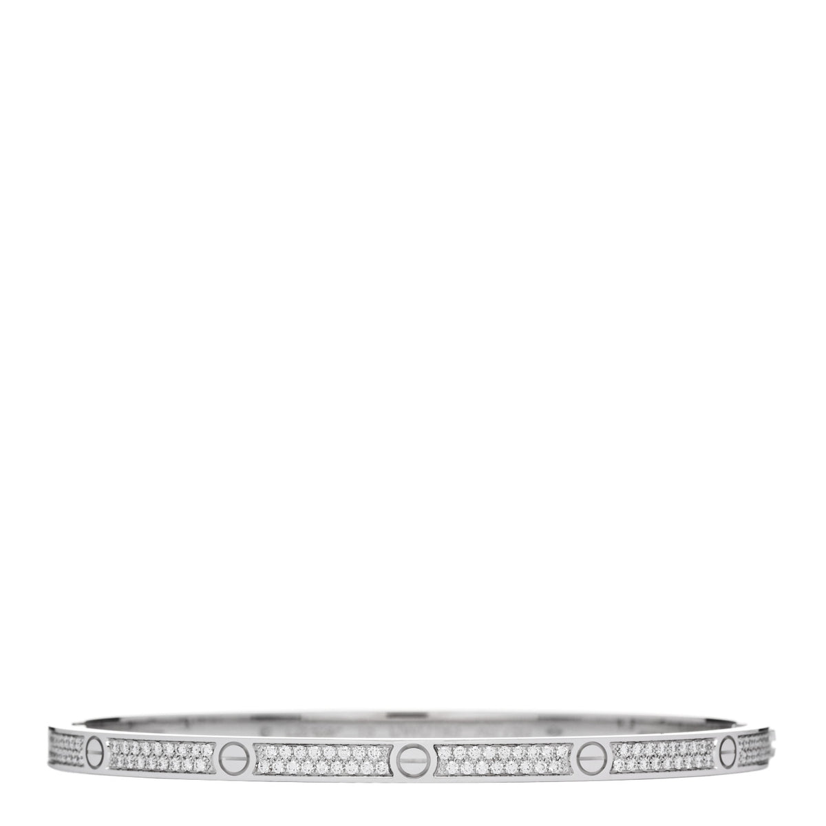 Cartier 18K White Gold Diamond Small LOVE Paved Bracelet 18 1 of 8
