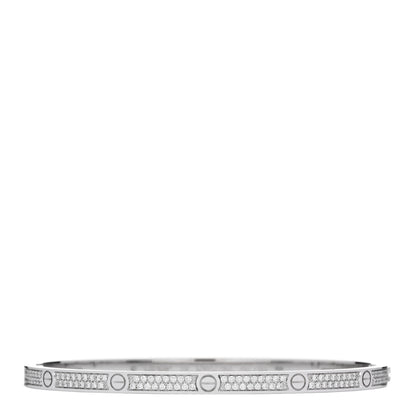 Cartier 18K White Gold Diamond Small LOVE Paved Bracelet 18 1 of 8