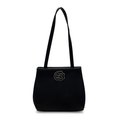 Chanel Satin Crystal Small Camellia Evening Bag Black 1 of 11