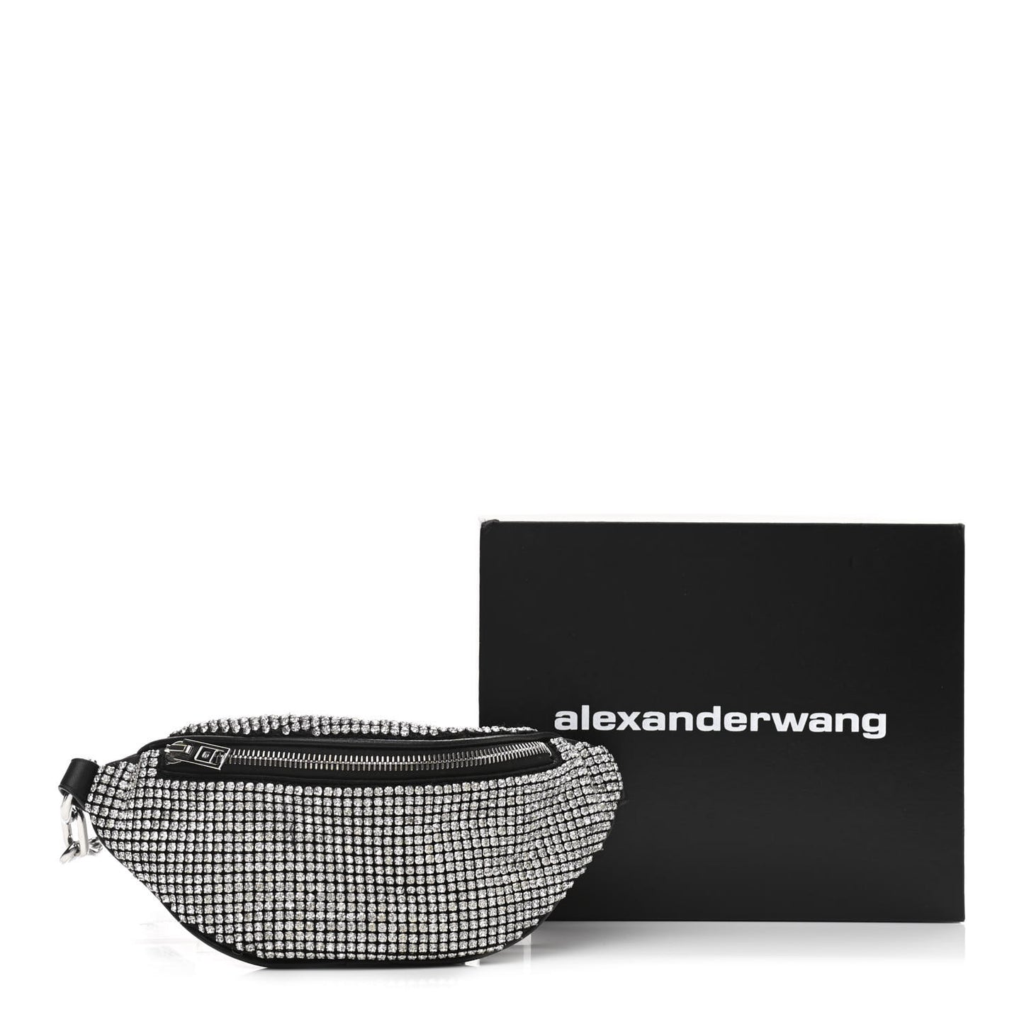 Rhinestone Mesh Mini Attica Belt Bag Black