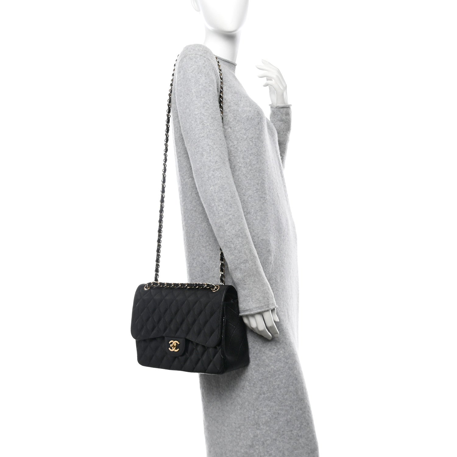Chanel Caviar Quilted Jumbo Double Flap Black 2 of 12