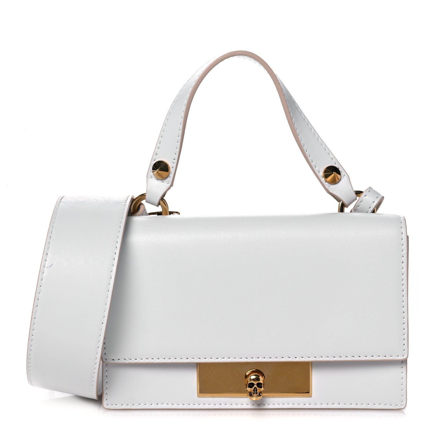 Alexander McQueen Calfskin Skull Lock Mini Crossbody Bag White 1 of 12
