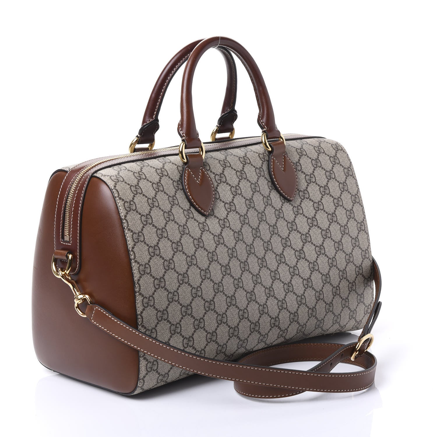 Gucci GG Supreme Monogram Medium Boston Beige Cuir 2 of 10