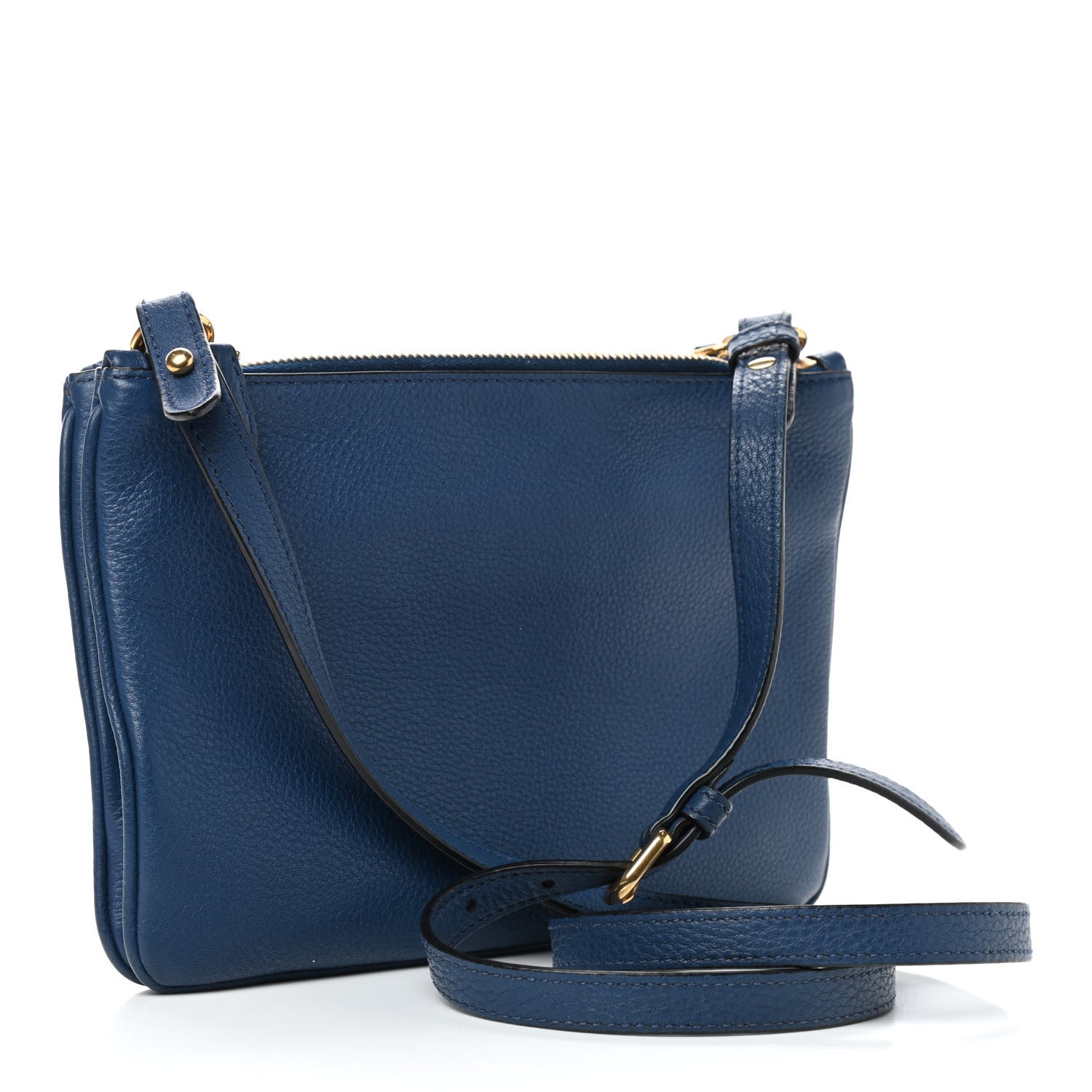 Prada Vitello Phenix Double Zip Crossbody Bag Baltico 3 of 13