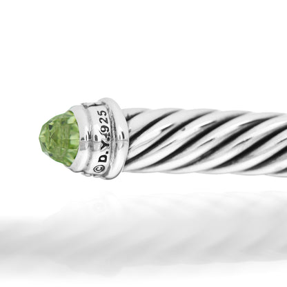 David Yurman Sterling Silver Diamond Peridot 5mm Cable Classics Bracelet 4 of 4