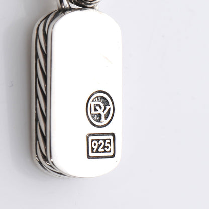 David Yurman Sterling Silver Mother Of Pearl Small Dog Tag Enhancer Pendant 3 of 4