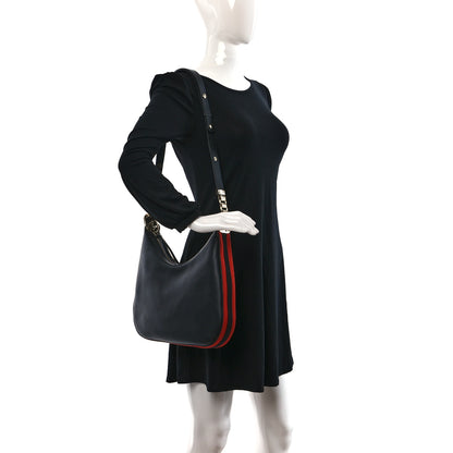 Gucci Aria Calfskin Web Large Attache Shoulder Bag Black 2 of 8
