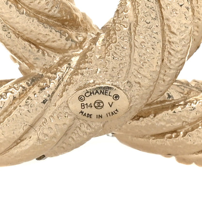 Chanel Crystal Twisted CC Brooch Light Gold 5 of 5