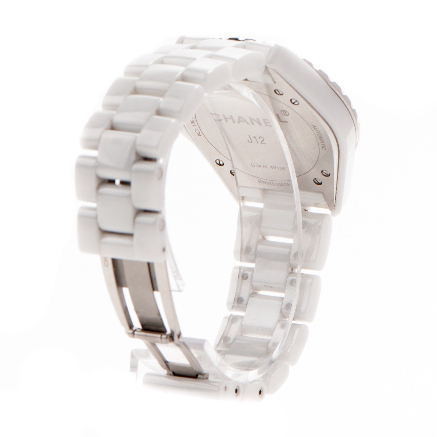 Chanel Stainless Steel Ceramic Diamond 36.5mm J12 Automatic Watch White 5 of 8
