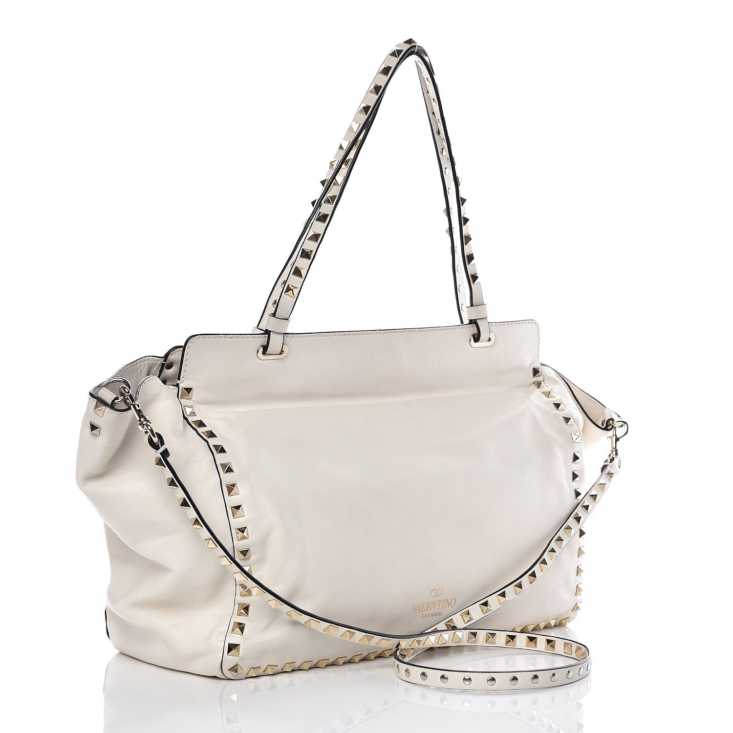 Valentino Garavani Vitello Medium Rockstud Tote Ivory 4 of 20