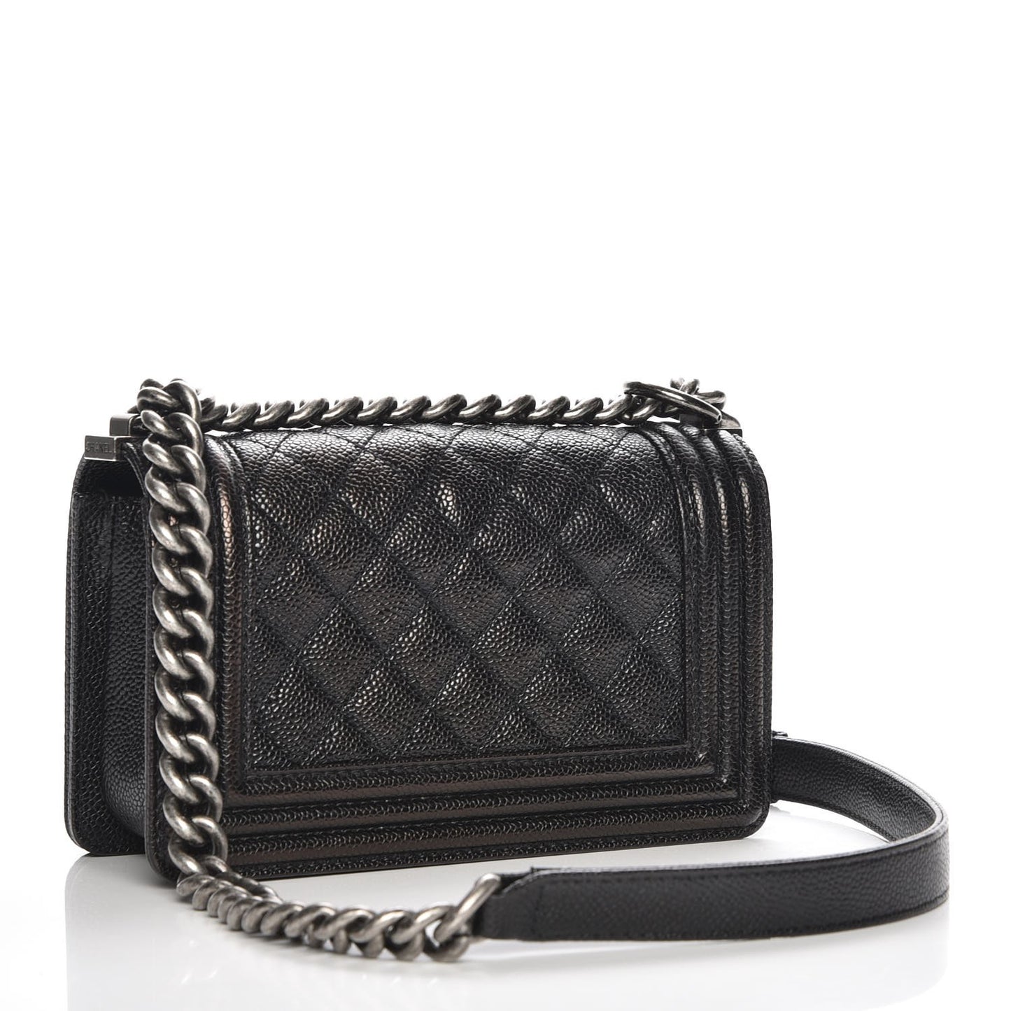 Caviar Quilted Small Boy Flap Black