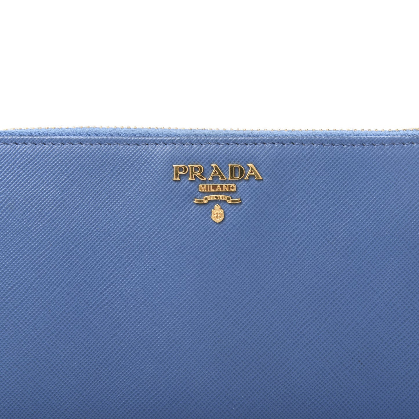 Saffiano Metal Zip Around Wallet Blue