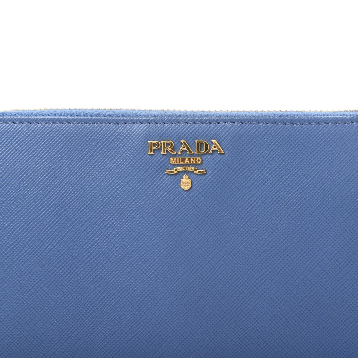 Prada Saffiano Metal Zip Around Wallet Blue 6 of 8
