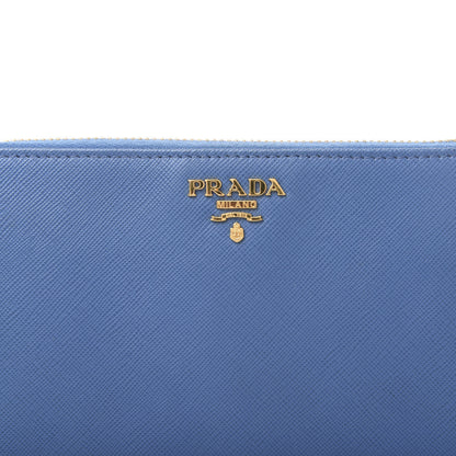 Prada Saffiano Metal Zip Around Wallet Blue 6 of 8