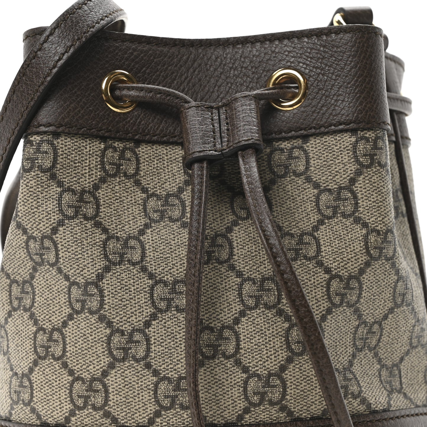 GG Supreme Monogram Web Mini Ophidia Bucket Bag Brown
