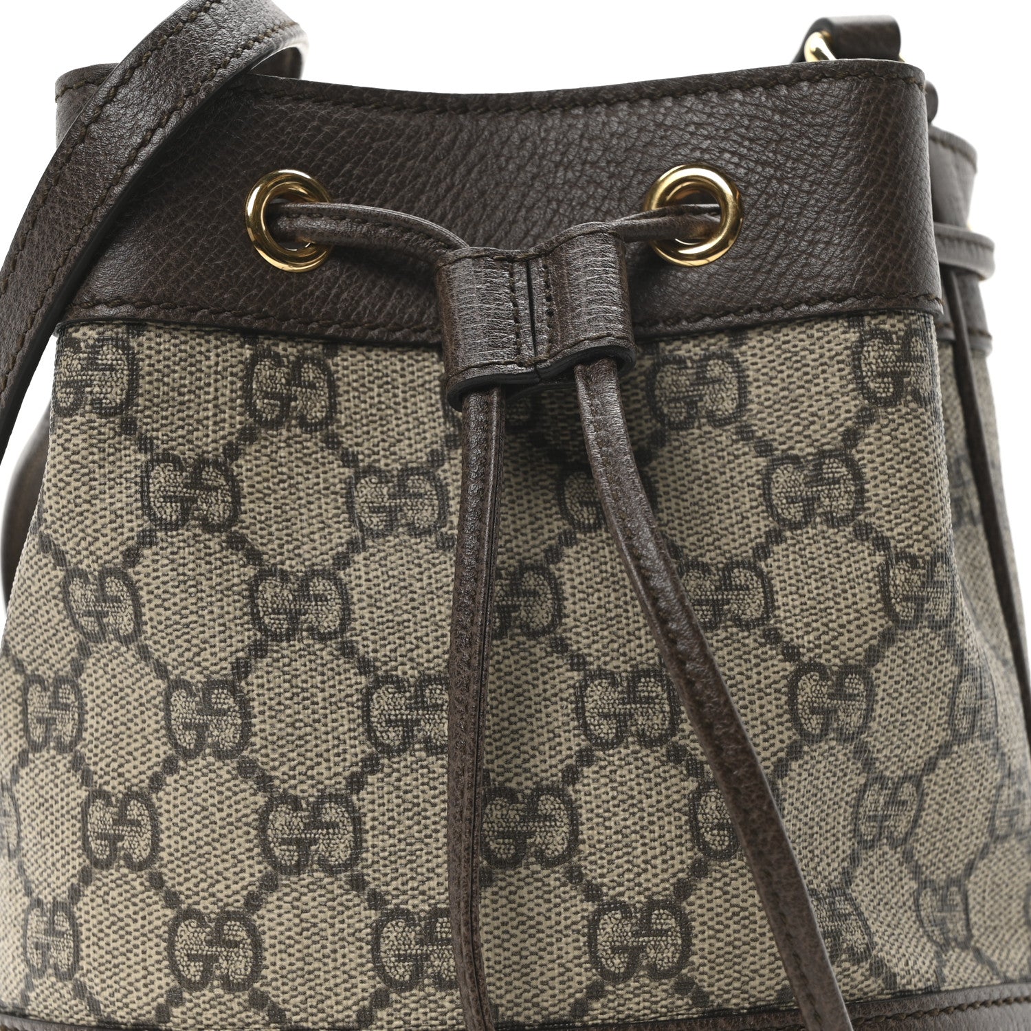 Gucci GG Supreme Monogram Web Mini Ophidia Bucket Bag Brown 8 of 10