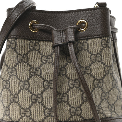 Gucci GG Supreme Monogram Web Mini Ophidia Bucket Bag Brown 8 of 10