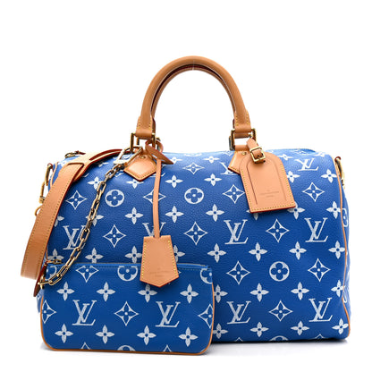 Louis Vuitton Calfskin Monogram Speedy P9 Bandouliere 40 Blue 2 of 18