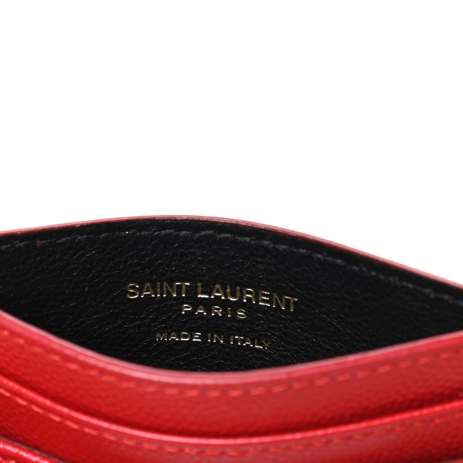 Saint Laurent Grain De Poudre Matelasse Chevron Monogram Credit Card Case New Red 4 of 4