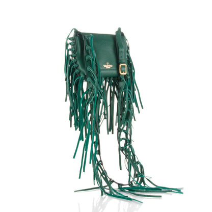 Valentino Garavani Pebbled Calfskin Small C Rockee Fringe Shoulder Bag Light Emerald 3 of 7
