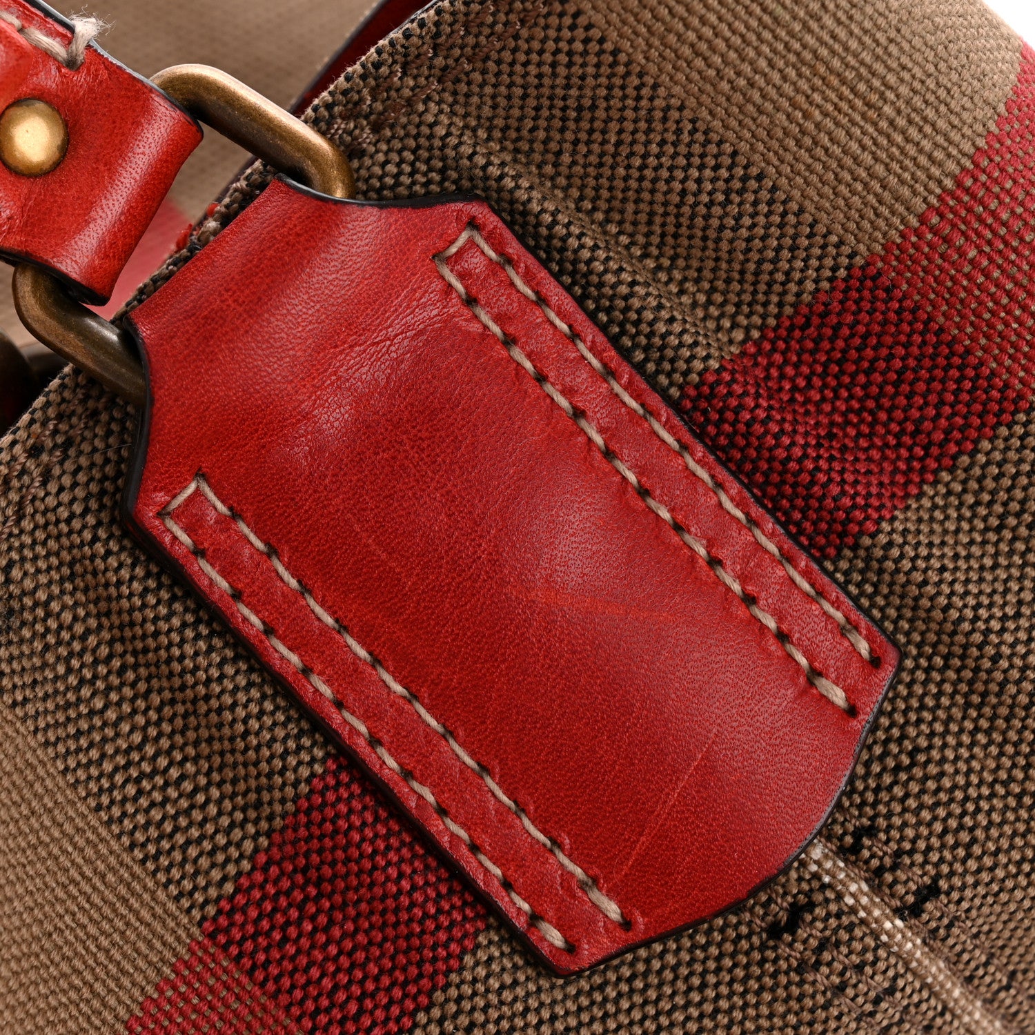 Burberry Canvas Mega Check Medium Susanna Hobo Cadmium Red 1814629