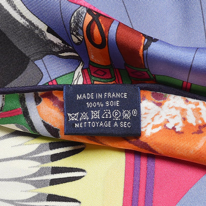 Hermes Silk Kachinas Giant Triangle Scarf Jaune Vif Fuchsia 5 of 5
